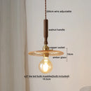 GobekUsa Amber Glass LED Pendant Light with Walnut Handle for Dining Living Room