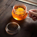 GobekUsa Glass Tea Cup with Infuser and Lid - 350ml Drinkware for Home and Office
