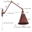 GobekUsa LED Long Arm Wall Lamp with Pull Chain Switch for Home Hotel Bathroom