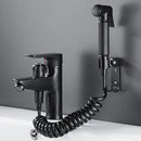 GobekUsa Black Brass Single Handle Bathroom Basin Faucet with Shower Head, Hot and Cold Mixer Tap
