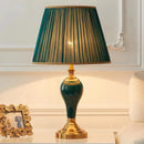 GobekUsa Green Ceramic Table Lamp with European Cloth Cover for Modern Living Room and Bedroom