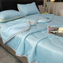 GobekUsa Cool Feeling Ice Silk Summer Quilt Set Queen - Comforter, Fitted Sheet, Pillowcase