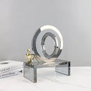 GobekUsa Geometric Crystal Rings Golden Man Ornament Glass Figurines Home Decor