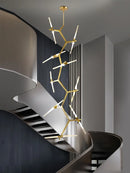 GobekUsa Gold Branch LED Chandelier for Duplex Villa Staircase - Modern Indoor Lighting