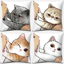 GobekUsa Cute Cat Kiss Love Cartoon Pillowcase for Home Decor