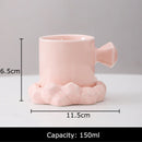 GobekUsa Bowknot Decor Porcelain Cup & Saucer Set - Elegant Coffee Mug for Dining Table