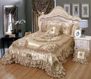 GobekUsa Luxe Champagne Jacquard Lace Bedspread Set with Pillowcases
