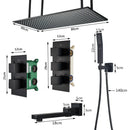 GobekUsa Black Brass Thermostatic Shower Faucet with Ceiling Rainfall Shower Head