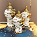 GobekUsa Gold & White Grain Ceramic Jar: Home Decor & Storage Accessory