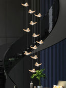 GobekUsa Butterfly Chandelier Staircase Suspended Loft Pendant Light for Living Room & Hallway
