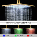 GobekUsa Gold Digital Shower Set with 3-Functions LED Rainfall Head
