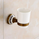 GobekUsa Bronze Bathroom Hardware Set - Shelf, Towel Rack, Toilet Brush Holder, Soap Dish