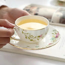 GobekUsa Elegant Gold Flower Cup & Saucer Set - Delicate Porcelain Tea Coffee Mug