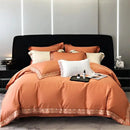 GobekUsa Gold Embroidery Duvet Set, Black Egyptian Cotton Bedding, 1000TC, Double King Queen