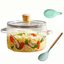 GobekUsa Heat-Resistant Glass Cooking Pot with Lid - 1.6L | Versatile Soup and Stock Pot