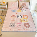 GobekUsa Cartoon Pattern Latex Mattress Set for Home, 3-Layer Rebound Soft Breathable Bed Sheets