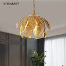 GobekUsa Gold Leaves Chandelier Small Pendant Lighting for Kitchen Island Hallway E27 Socket