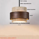GobekUsa LED Wood Canopy Pendant Lights Yellow Travertine Stone Hanging Lamp
