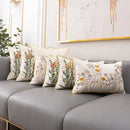 GobekUsa 3D Pink Flower Farmhouse Style Cushion Cover 45x45cm - Embroidered Sofa, Bed, Living Room