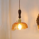 GobekUsa Green Glass LED Pendant Lamp with Knob Switch, Copper Chandelier