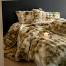 GobekUsa Luxe Faux Fur & Velvet Patchwork Bedding Set - Duvet, Sheet & Pillowcases