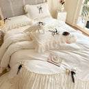 GobekUsa Lace Ruffles Princess Bedding Set, Velvet Duvet Cover, Plush Bed Sheet, Pillowcases