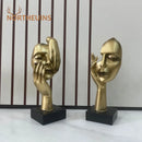 GobekUsa Golden Abstract Mask Statue 16cm Art Figure Thinker for Home Office Decor