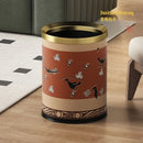 GobekUsa Leather Trash Bin Gold/Silver Metal Large Capacity for Home & Hotel