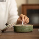 GobekUsa Ceramic Ashtray with Lid - Stylish Smoking Accessories for Home and Office