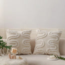 GobekUsa Geometric Waves Tufted Pillow Covers with Embroidered Tassels