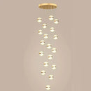 GobekUsa Gold Acrylic Chandelier - Modern Staircase LED Lighting