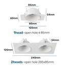 GobekUsa Double Head Square LED Downlight Mounting Frame for GU10/MR16 Spotlights