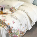 GobekUsa Egyptian Cotton Flowers Embroidery Luxury Bedding Set - Queen King Size