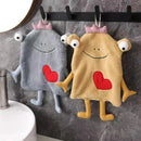 GobekUsa Frog Design Hand Towel - Soft Coral Velvet, Kids Friendly, Absorbent & Multipurpose