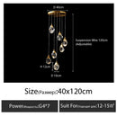 GobekUsa Diamond Crystal Chandelier Staircase LED Large Living Room Hall Lighting
