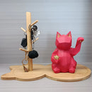 GobekUsa Cat Wooden Key Rack Holder Tray Tree Branch Hook Desktop Storage