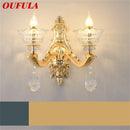 GobekUsa Gold Crystal Wall Sconce LED Lamp for Home Bedroom & Living Room