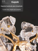 GobekUsa Glass Crystal LED Branches Chandelier Pendant Light - Handmade Kapok Flower Decoration