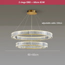 GobekUsa Crystal LED Chandelier: Modern Steel Pendant Lighting for Luxurious Foyer Decor