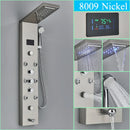 GobekUsa LED Shower Panel Column Faucet with Rainfall Waterfall, Back Jet, Mixer Tap