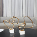 GobekUsa Gold Line Geometric Metal Sculpture on Marble Base for Home Decor