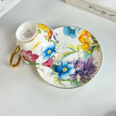 GobekUsa Brilliant Flowers Pattern Ceramic Coffee Mug Set