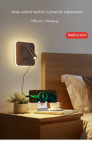 GobekUsa LED Wall Lamp USB Charging Bedroom Hotel Bedside Reading Sconce Switch