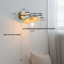 GobekUsa Ash Wood LED Wall Lights Living Room Porch Stair Nordic Modern Up Down Rotate Pull Chain Switch Bedside Lamp
