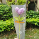 GobekUsa Hand Woven Love Heart Yarn Crochet Flower Bouquet with Green Leafy Branch