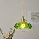 Vintage Shanghai Glass Pendant Light in Green or White
