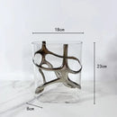 GobekUsa Gold-Edged Glass Vase with Geometric Patterns for Home Decor
