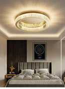 GobekUsa Crystal Circle LED Ceiling Chandelier for Modern Living Spaces