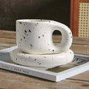 GobekUsa Ink Splash Ceramic Mug Set with Oval Plate - 400ml Capacity