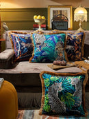 GobekUsa Jungle Animal Collection Cushion Cover with Gold Tassel Fringe - Luxury Satin Pillowcase
